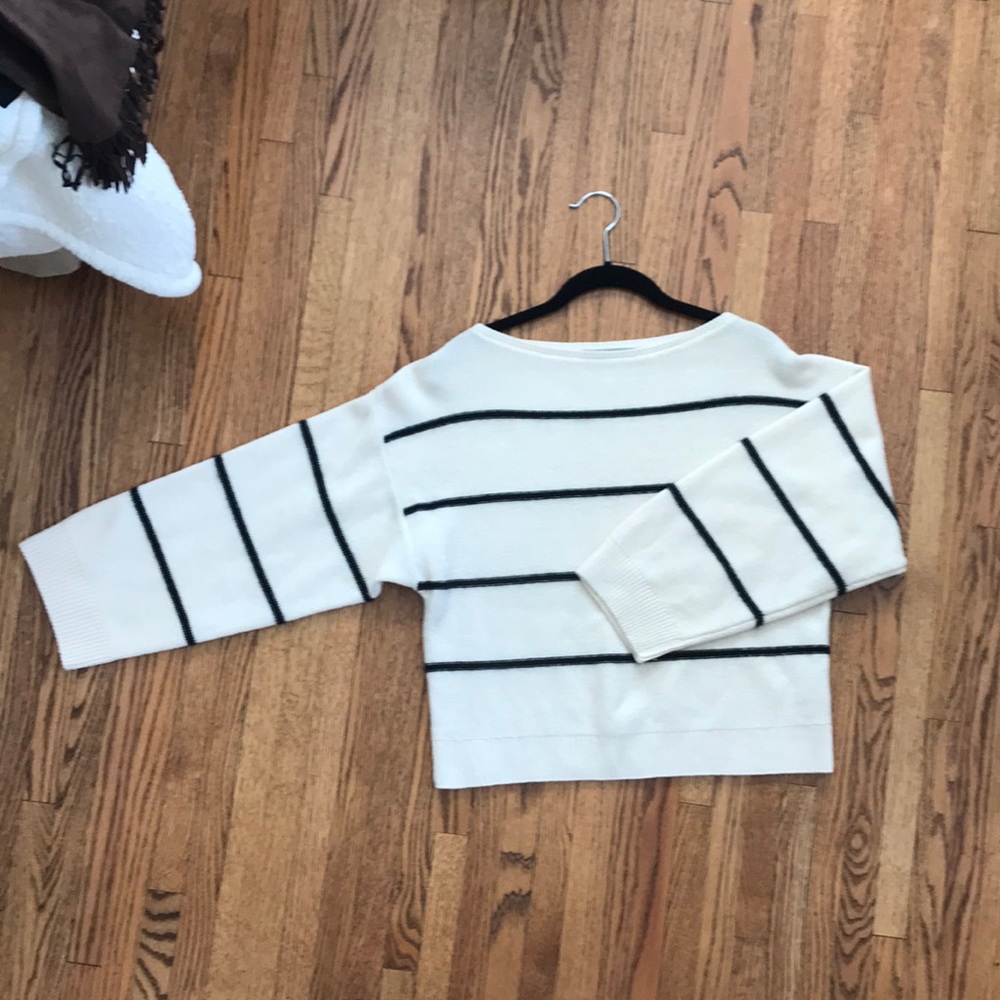 Vince stripe cashmere dolman kimono sleeve crop